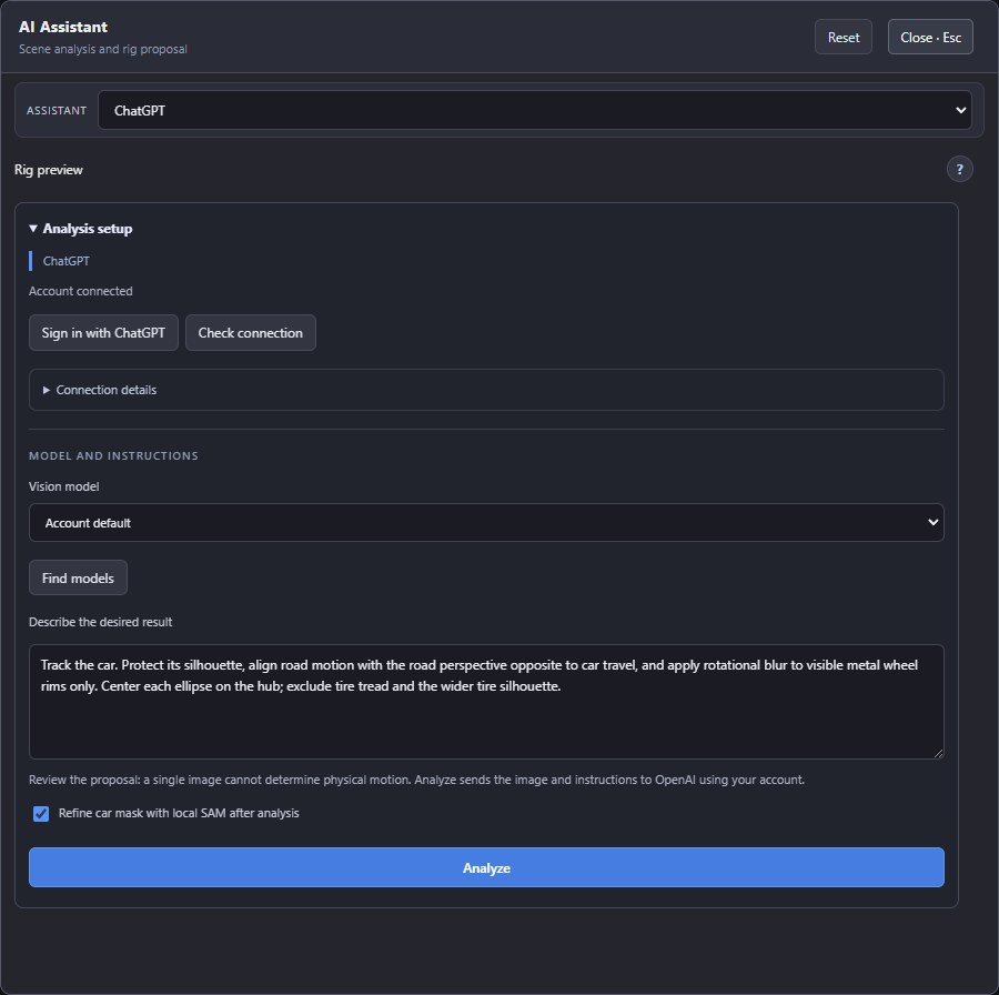 AI Assistant analysis setup with backend, model, prompt and Analyze controls