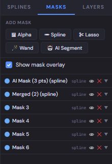 Masks panel